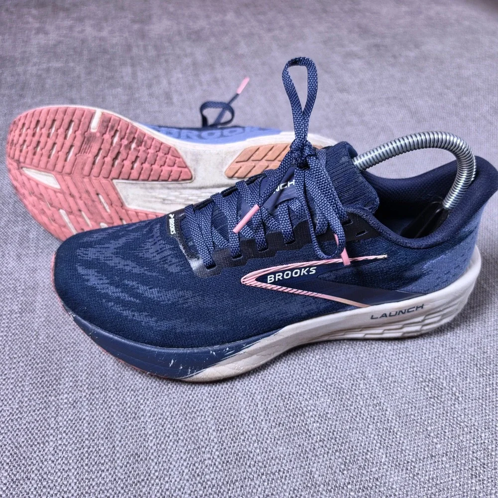 Brooks Launch Women 9 Navy Blue Pink 1204391B483 DNA FLASH Running Shoes